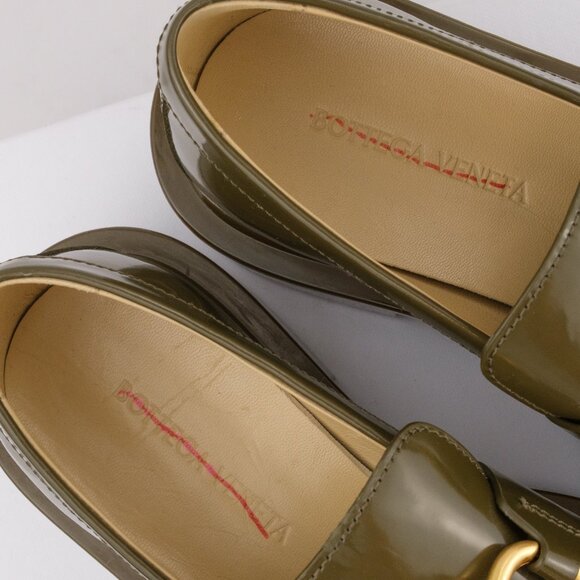 Bottega Veneta Monsieur Patent Leather Loafers, Dark Olive Green, EU 36 / US 6 - Picture 8 of 12